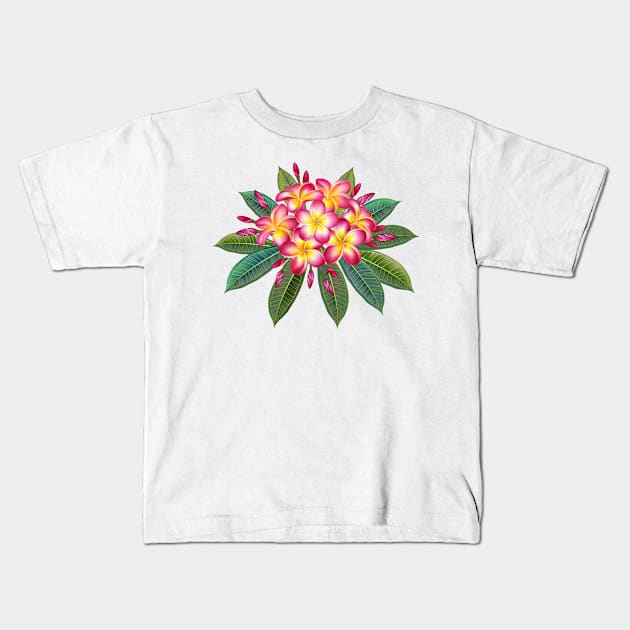 Blooming Pink Plumeria Kids T-Shirt by Blackmoon9